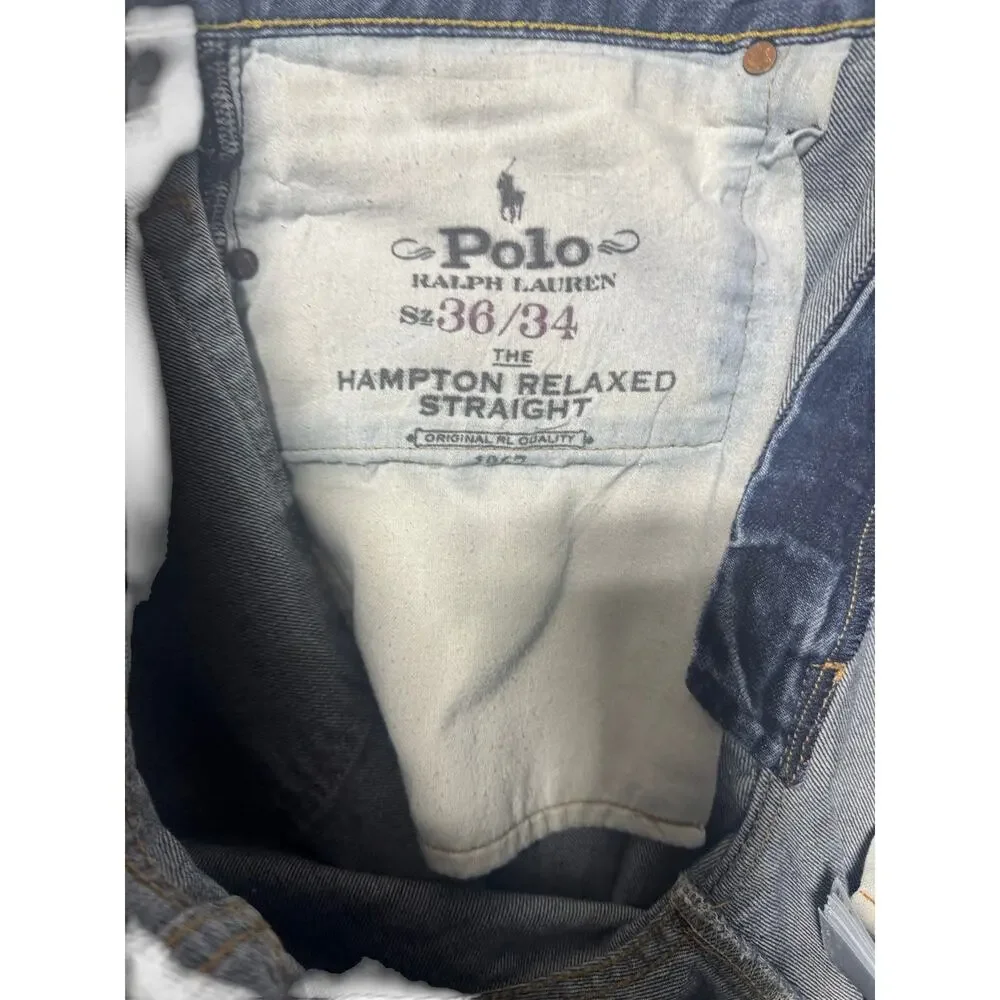 Polo Ralph Lauren Straight Jeans Mens 36x34 Blue Denim The Hampton Relaxed Fit